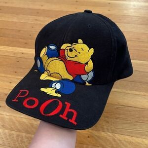 Winnie the Pooh vintage embroidered black hat cap